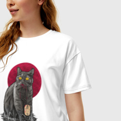 Женская футболка хлопок Oversize Кот программист и мышка - фото 2
