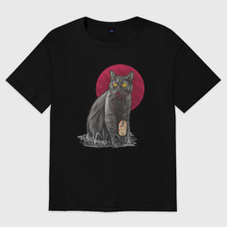 Мужская футболка хлопок Oversize Кот программист и мышка