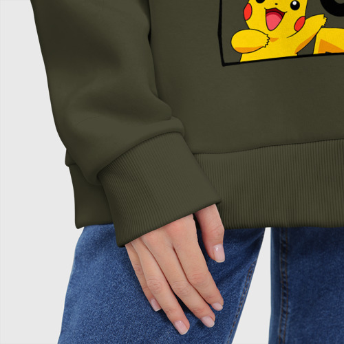Женское худи Oversize хлопок Пика Пика Пикачу Pikachu, цвет хаки - фото 8