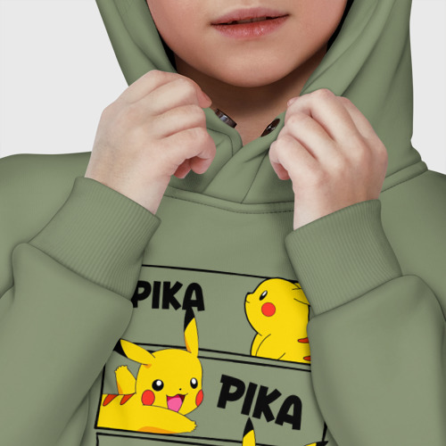 Детское худи Oversize хлопок Пика Пика Пикачу Pikachu, цвет авокадо - фото 7