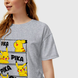 Женская футболка хлопок Oversize Пика Пика Пикачу Pikachu - фото 2