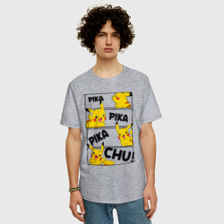 Мужская футболка хлопок Oversize Пика Пика Пикачу | Pikachu - фото 2