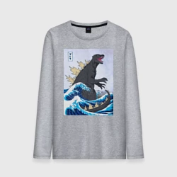 Мужской лонгслив хлопок Godzilla in The Waves Eastern, Japanes monster