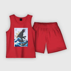Детская пижама с шортами хлопок Godzilla in The Waves Eastern, Japanes monster