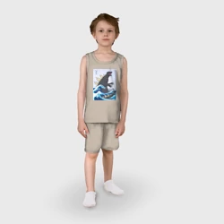 Детская пижама с шортами хлопок Godzilla in The Waves Eastern, Japanes monster - фото 2