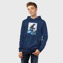 Детская толстовка хлопок Godzilla in The Waves Eastern, Japanes monster - фото 2