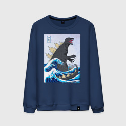 Мужской свитшот хлопок Godzilla in The Waves Eastern, Japanes monster