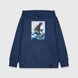 Детская толстовка хлопок Godzilla in The Waves Eastern, Japanes monster