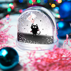 Игрушка Снежный шар Котик в тумане Сердечки - фото 2