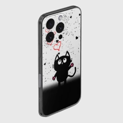 Чехол для iPhone 16 Pro силиконовый с защитой камеры Котик в тумане Сердечки - фото 2
