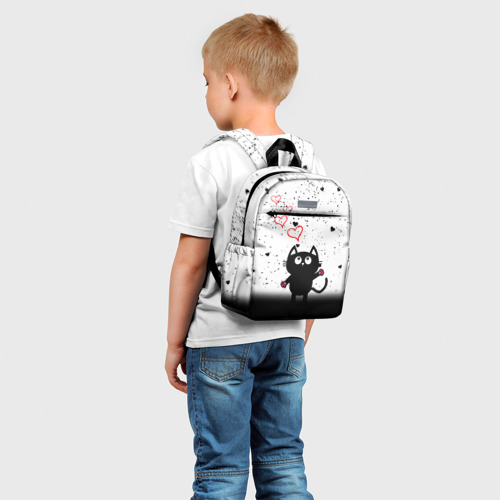 Детский рюкзак 3D Котик в тумане Сердечки - фото 3