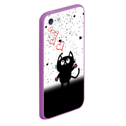 Чехол для iPhone 5/5S матовый Котик в тумане Сердечки - фото 2