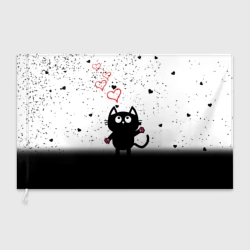 Флаг 3D Котик в тумане Сердечки