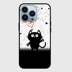 Чехол для iPhone 13 Pro Котик в тумане Сердечки