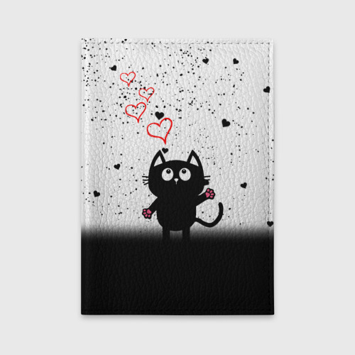 Обложка для автодокументов Котик в тумане Сердечки, цвет голубой