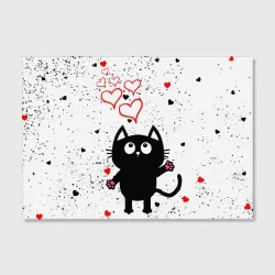 Холст прямоугольный Влюблённый котик Cat Love - фото 2