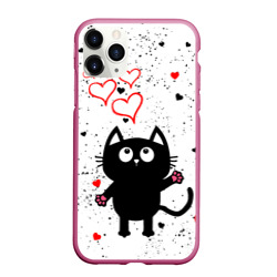 Чехол для iPhone 11 Pro Max матовый Влюблённый котик Cat Love