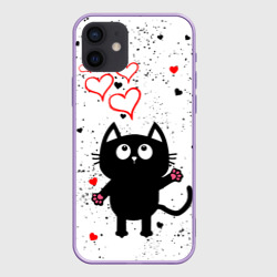 Чехол для iPhone 12 Mini Влюблённый котик / Cat / Love