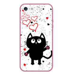 Чехол для iPhone 5/5S матовый Влюблённый котик Cat Love