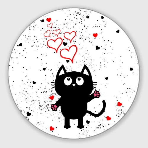 Круглый коврик для мышки Влюблённый котик Cat Love