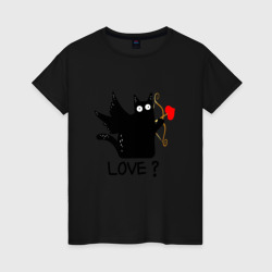 Женская футболка хлопок Love cat what cat
