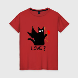 Женская футболка хлопок Love cat what cat