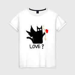 Женская футболка хлопок Love cat what cat