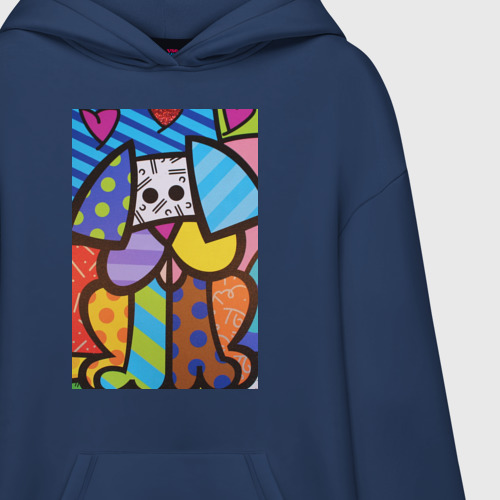 Худи SuperOversize хлопок Настоящая любовь Romero Britto, цвет темно-синий - фото 3