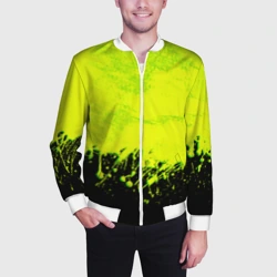 Мужской бомбер 3D Неоновые брызги краски - фото 2