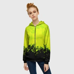 Женская толстовка 3D на молнии Неоновые брызги краски - фото 2