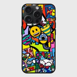 Чехол силиконовый для Apple iPhone 15 Pro Мax матовый Romero Britto - emoji