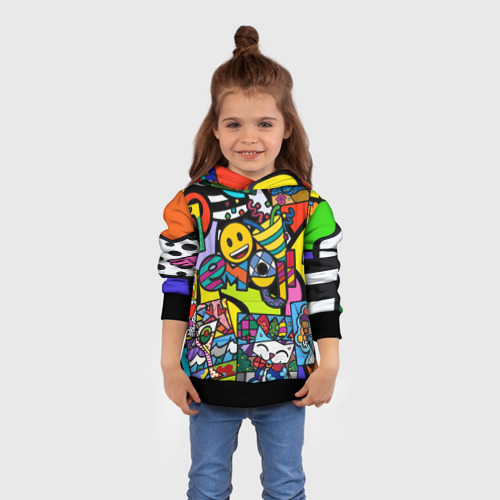 Детская толстовка 3D Romero Britto - emoji, цвет черный - фото 4