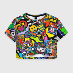 Женская футболка Crop-top 3D Romero Britto - emoji