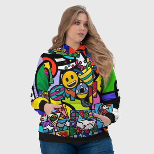 Женская толстовка 3D Romero Britto - emoji, цвет 3D печать - фото 6