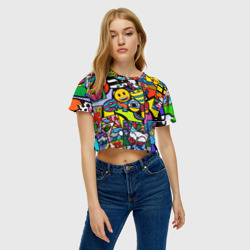 Женская футболка Crop-top 3D Romero Britto - emoji - фото 2