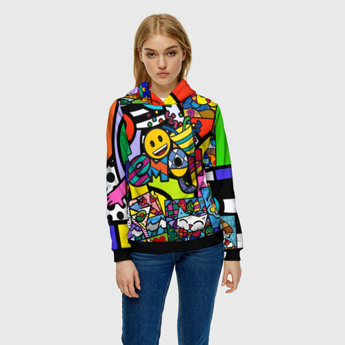 Женская толстовка 3D Romero Britto - emoji, цвет 3D печать - фото 3