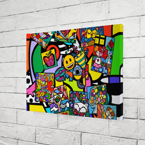 Холст прямоугольный Romero Britto - emoji, цвет 3D печать - фото 3