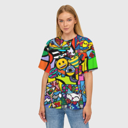 Женская футболка oversize 3D Romero Britto - emoji - фото 2