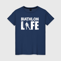Женская футболка хлопок Биатлон жизнь