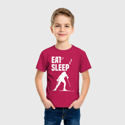 Детская футболка хлопок Ешь, Спи, Биатлон, цвет маджента - фото 3
