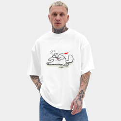 Мужская футболка Oversize хлопок texturе Кот Саймон Сердечко Love - фото 2