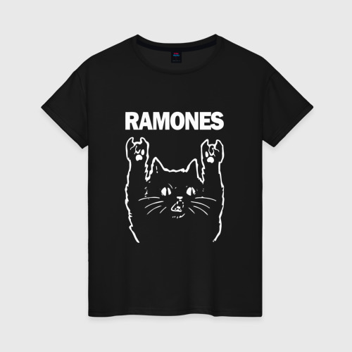 Женская футболка хлопок с принтом RAMONES, РАМОНЕС, вид спереди #2
