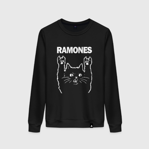 Женский свитшот хлопок Ramones, Рамонес, цвет черный