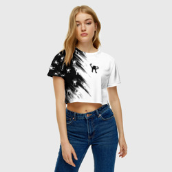 Женская футболка Crop-top 3D Ъуъ съука ч/б - фото 2