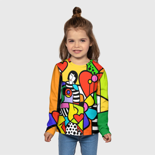 Детский лонгслив 3D Romero Britto - Valentine's day, цвет 3D печать - фото 5