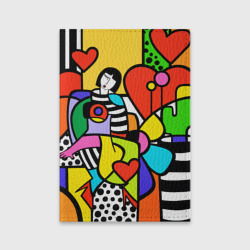 Обложка для паспорта матовая кожа Romero Britto - Valentine's day