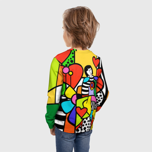 Детский лонгслив 3D Romero Britto - Valentine's day, цвет 3D печать - фото 4