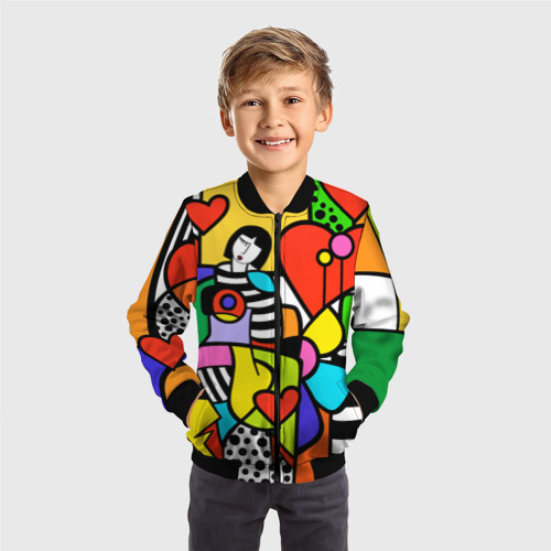 Детский бомбер 3D Romero Britto - Valentine's day, цвет черный - фото 4