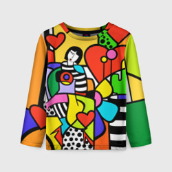 Детский лонгслив 3D Romero Britto - Valentine's day