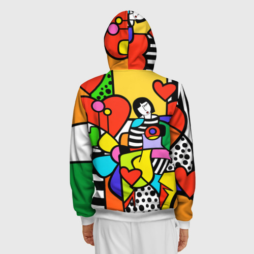 Мужская толстовка 3D на молнии Romero Britto - Valentine's day, цвет белый - фото 4